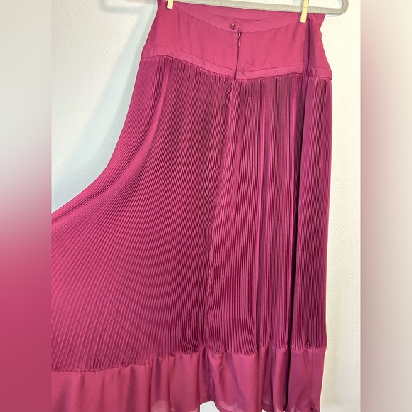 Anthropologie Maple Crepe Pleats Abounding Maxi Skirt burgundy Red women’s sz 4 - Picture 12 of 14
